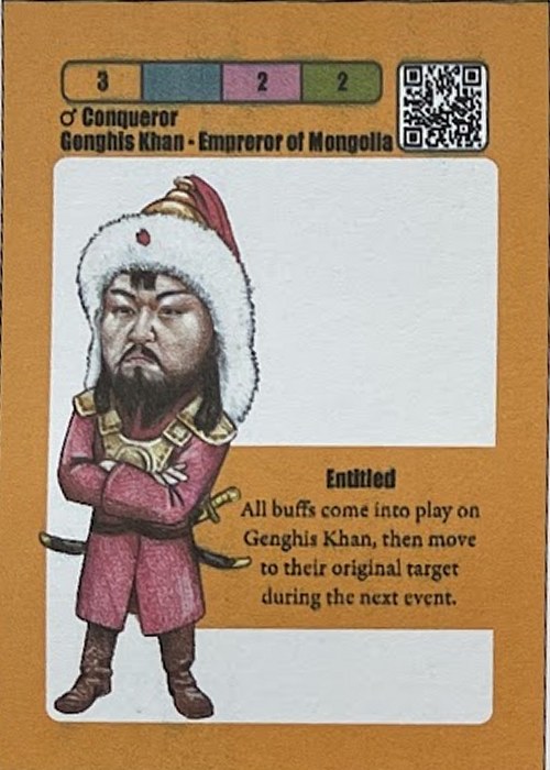 HI Impact card: Genghis Khan, Conqueror, with the ability Entitled